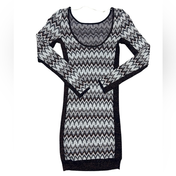 Free People Sweater Dress Sz. Medium Knit Aztec Print Cottagecore Cabincore Boh - Picture 13 of 14